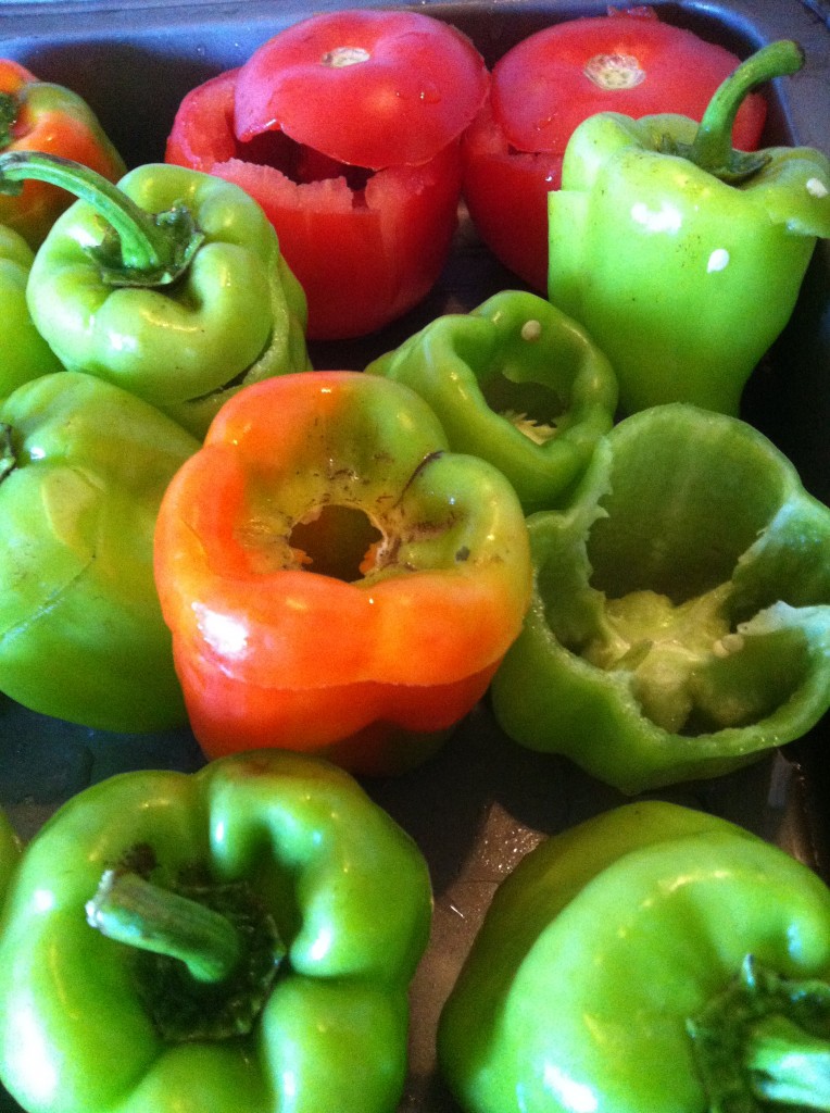 clean peppers and tomatoes